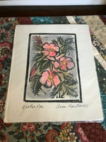 Original Art Signed Block Pastel Nootka Rose BC Canada Artist Anna Hawthorne