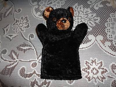 Black Bear Hand Puppet 9 inch Vintage Crushed Velvet | Jadees