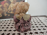 Wax Sitting Girl Teddy Bear Unique 6.5 inch Ornament