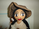 Vintage Peruvian Doll Holding Babies and Llama One of a Kind Handmade 13 inch