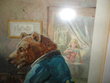 Antique Original Goldilocks Three Bears C. 1895 Chromolithograph Print Framed