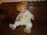 Porcelain Musical Moving Baby Doll w Teeth Glass Eyes Wind up Twinkle Lil Star