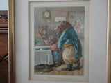 Antique Original Goldilocks Three Bears C. 1895 Chromolithograph Print Framed