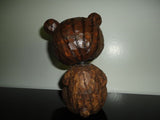 Bear Bobblehead Heavy Solid Wood Statue Hand Carved 7 inch RARE