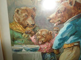 Antique Original Goldilocks Three Bears C. 1895 Chromolithograph Print Framed