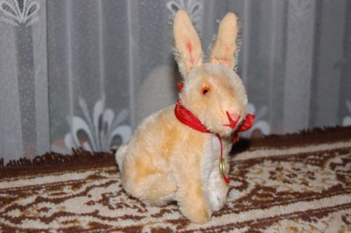 Old Antique 1950s Hermann Germany Beige Mohair Bunny Rabbit With