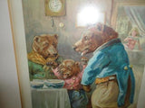 Antique Original Goldilocks Three Bears C. 1895 Chromolithograph Print Framed