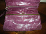 Authentic Marciano Leather Clutch Purse Purple with Silver Studs 3 compartments