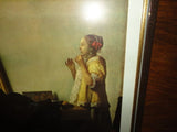 Artist Jan Vermeer van Delft Woman with a Pearl Necklace Swiss Framed w Glass