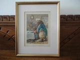 Antique Original Goldilocks Three Bears C. 1895 Chromolithograph Print Framed