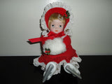 Musical Moving Wind Up Porcelain DOLL Victorian Christmas Skater