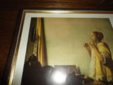 Artist Jan Vermeer van Delft Woman with a Pearl Necklace Swiss Framed w Glass