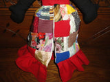 Handmade Cloth Black Doll Patchwork Quilt Dress & Braids 15 inch