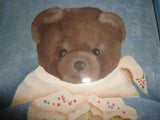 Original Art TEDDY BEAR with CAKE Wood Frame & Glass