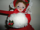 Musical Moving Wind Up Porcelain DOLL Victorian Christmas Skater