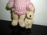 Miniature Mother Bear with Baby Girl Teddy Bear Plush 5 inch