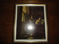 Artist Jan Vermeer van Delft Lady Writing a Letter with Her Maid Swiss Framed