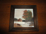 Vintage Poland Original Landscape Oil Painting Polish Artist Malowa Wood Frame