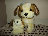 Vintage Saint Bernard Mother Dog with Puppy Stuffed Plush RARE