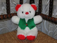 Vintage German Bon Ton Teddy Bear 1353 Red Green White Plush 9 inch