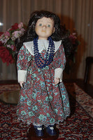 Vintage Germany Vtg Porcelain Doll Flower Dress Bead Necklace 40 CM