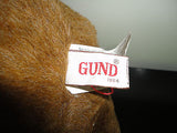 Gund Puppy Dog with Bone Brown Stuffed Toy 11in. Tag Vinyl Ears Vintage 1984