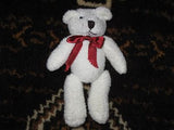 Azure Miniature Teddy Bear 5 Inch White Red Bow UK