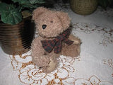 Boyds Brown Teddy Bear Plush Jointed Plaid Bow 9 Inch J.B. Bean Series 1999