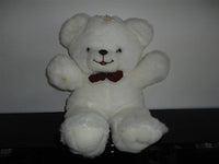Vintage Large White Teddy Bear Plush with Bowtie 20