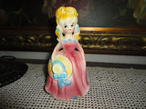 Vintage Made in Japan Victorian Lady Pink Gown & Hat Porcelain Figurine 5.5inch