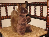 Vintage Dutch Dark Brown SQUIRREL Plush Stuffed Toy 11 Inch Standing Bushy Tail