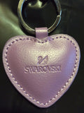 Original Authentic Swarovski Crystals Leather Padded Heart Key Chain Purple Swan