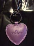 Original Authentic Swarovski Crystals Leather Padded Heart Key Chain Purple Swan