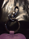 Original Authentic Swarovski Crystals Leather Padded Heart Key Chain Purple Swan