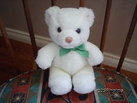 Gund Tender Teddy Bear White 9 Inch 2126 Green Bow 1999