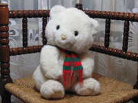 Vintage Germany 12 inch White Christmas Teddy Bear w Scarf