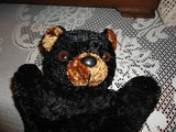 Black Bear Hand Puppet 9 inch Vintage Crushed Velvet