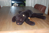 Steiff Lying Panther Dralon Fur Black Super Soft 5322/35 Button & Tag 1970s